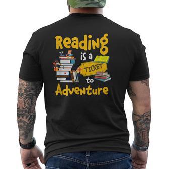 Reading Is A Ticket To Adventure Library Men's T-shirt Back Print - Monsterry UK