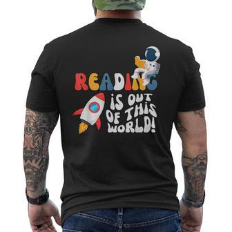 Reading Is Out Of This World Space Book Lover Teacher Men's T-shirt Back Print - Monsterry UK