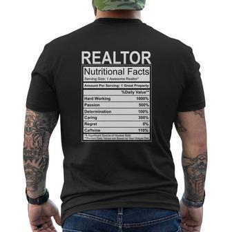 Real Estate Agent Realtor Nutrition Facts Mens Back Print T-shirt - Thegiftio UK