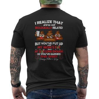 I Realize That We're Not Biologically Related Father's Mens Back Print T-shirt | Mazezy