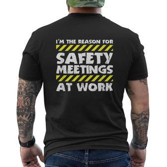 The Reason For Safety Meetings At Work Construction Job Mens Back Print T-shirt | Seseable CA