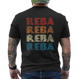 Reba Vintage Wordmark Pattern Retro Style Mens Back Print T-shirt - Seseable