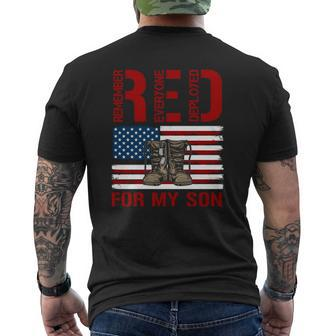 Red Friday Military Remember Everyone Deployed For My Son Mens Back Print T-shirt | Mazezy