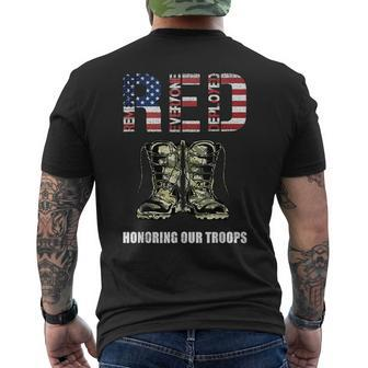 Red Friday Military Veteran Honoring Our Troops Men's T-shirt Back Print - Monsterry DE