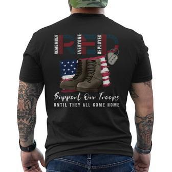 Red Friday Military We Wear Red Support Our Troops Us Flag Men's T-shirt Back Print - Monsterry