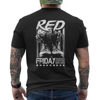 Red Friday Remember Everyone Deployed Veterans Day Men's T-shirt Back Print - Monsterry UK