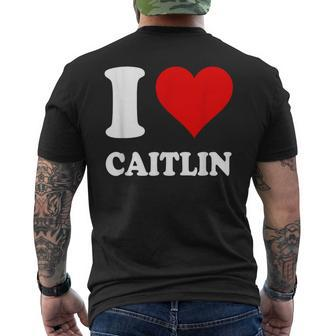 Red Heart I Love Caitlin Men's T-shirt Back Print | Mazezy