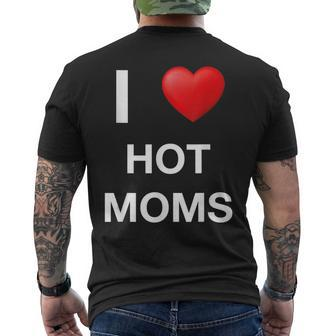 Red Heart I Love Hot Moms Single Milfs Milf Meaning Men's T-shirt Back Print - Monsterry