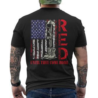 RED Military Remember Everyone Deployed Usa Flag Men's T-shirt Back Print - Monsterry