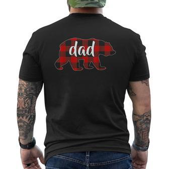 Red Plaid Dad Buffalo Mens Back Print T-shirt | Mazezy