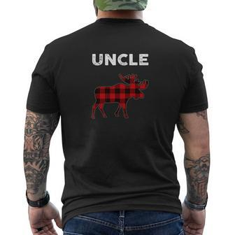Red Plaid Uncle Moose Matching Family Christmas Pajama Mens Back Print T-shirt - Seseable