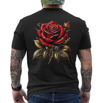 Red Rose Red And Gold Men's T-shirt Back Print - Seseable