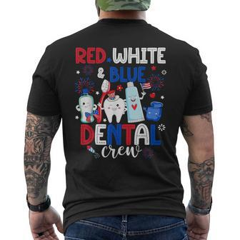 Red White & Blue Dental Crew Dental Assistant 4Th Of July Men's T-shirt Back Print - Monsterry AU