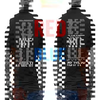 Red White Blue And Wine Too Drinking 4Th Of July Mens Back Print T-shirt - Thegiftio UK