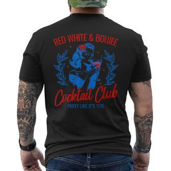 Red White And Boujee Vintage Cocktail Drinking 4Th Of July Men's T-shirt Back Print - Monsterry