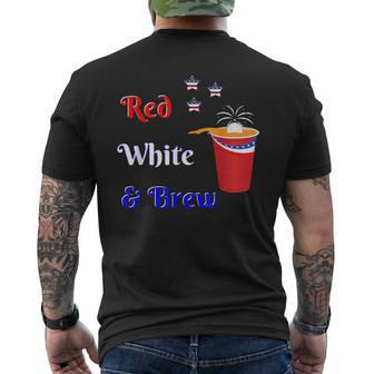 Red White And Brew Beer Pong Fourth Of July Party Men's T-shirt Back Print - Monsterry DE