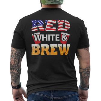 Red White And Brew Grunge Flag Men's T-shirt Back Print - Monsterry AU