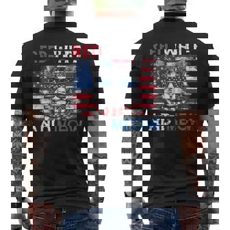 Red White And Meow Cat American Flag 4Th Of July Meowica Cat Men's T-shirt Back Print | Mazezy