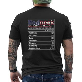 Redneck Nutrition Facts 4Th Of July Country V2 Mens Back Print T-shirt - Thegiftio UK