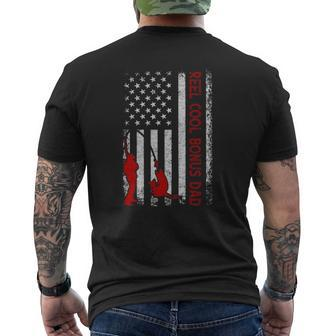 Reel Cool Bonus Dad American Flag Fishing Father's Day Mens Back Print T-shirt | Mazezy