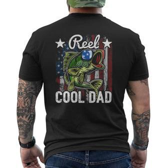 Reel Cool Dad Fishing American Flag Father's Day Gif Mens Back Print T-shirt | Mazezy