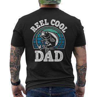 Reel Cool Dad Fishing Papa Vintage Daddy Fathers Day Men's T-shirt Back Print - Seseable