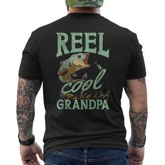 Reel Cool Grandpa Fishing Grandpas Father's Day Dad Men's T-shirt Back Print - Seseable