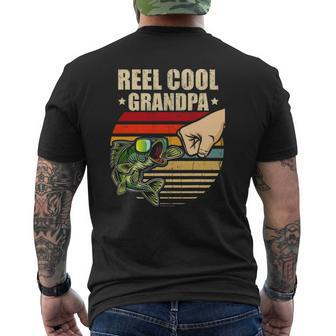 Reel Cool Grandpa Retro Fishing Father's Day Fist Bump Mens Back Print T-shirt | Mazezy