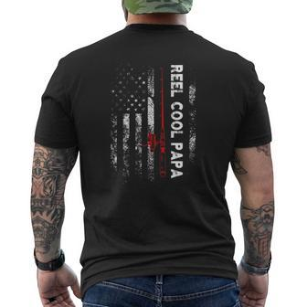 Reel Cool Papa Distress Fishing American Flag Bass Fishing Mens Back Print T-shirt | Mazezy DE