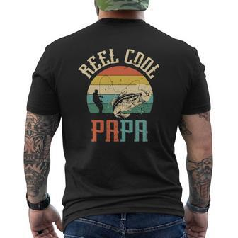 Reel Cool Papa Fishing Dad Father's Day Fisherman Fish Mens Back Print T-shirt | Mazezy