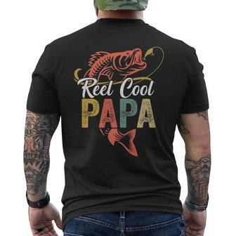 Reel Cool Papa Fishing Dad Father's Day Fisherman Lovers Men's T-shirt Back Print - Thegiftio UK