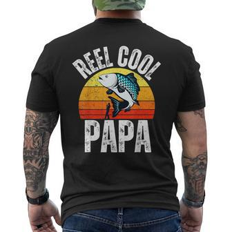 Reel Cool Papa Fishing Retro Fisherman Dad Fathers Day Men's T-shirt Back Print - Thegiftio UK