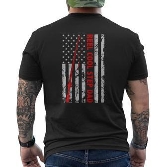 Reel Cool Step Dad Fishing American Flag For Fisherman Mens Back Print T-shirt | Mazezy UK