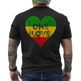 Reggae Heart One Love Rasta Reggae Music Rastafarian Jamaica Men's T-shirt Back Print - Monsterry DE