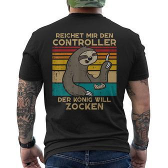 Reichet Mir Den Controller King Gamer Boys' T-Shirt mit Rückendruck - Seseable
