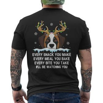 Reindeer Saint Bernard Every Snack You Make Light Snow Mens Back Print T-shirt - Thegiftio UK