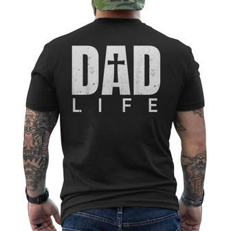 Religious Christian Dad Life Cross Jesus Christ Father's Day Men's T-shirt Back Print - Thegiftio UK