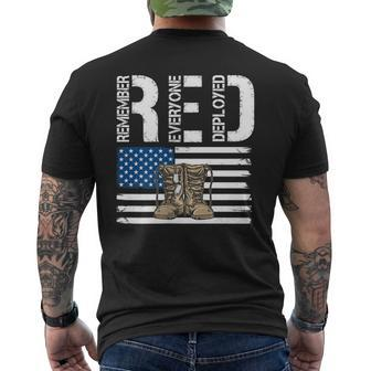 Remember Everyone Veteran Deployed Red Friday Men's T-shirt Back Print - Monsterry