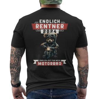 Rente 2024 Pensioner Bear On Motorcycle Biker T-Shirt mit Rückendruck - Geschenkecke