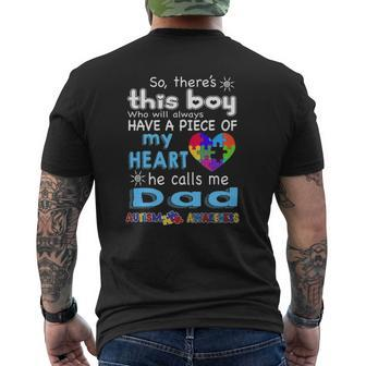 There's This Boy He Call Me Dad Autism Awareness Mens Back Print T-shirt | Mazezy DE