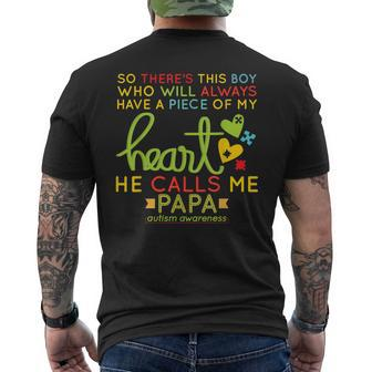 There's This Boy He Calls Me Papa Dad Father Him Mens Back Print T-shirt | Mazezy