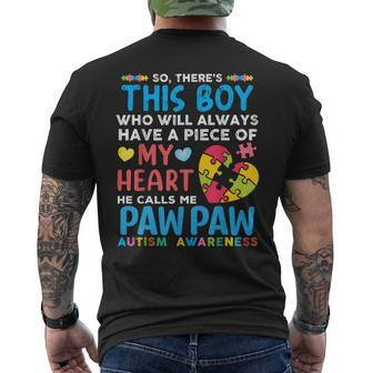 There's This Boy He Calls Me Pawpaw Autism Awareness Men's T-shirt Back Print - Monsterry CA