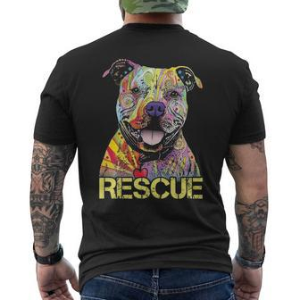 Rescue Dog Colorfull Pitbull Dog Adopt Don't Shop Men's T-shirt Back Print | Mazezy