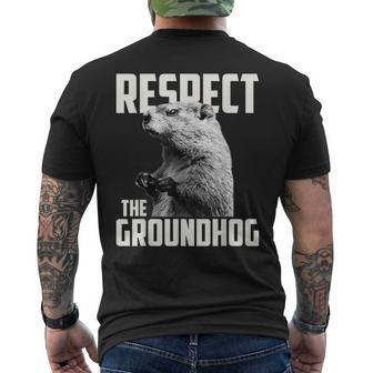 Respect The Groundhog Ground Hog Day Men's T-shirt Back Print - Monsterry