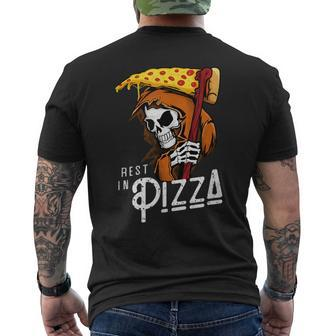 Rest In Pizza Grim Reaper With Fast Food Scythe Men's T-shirt Back Print - Monsterry CA