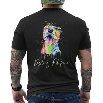 Resting Pit Face Pitbull Watercolor Dog Lovers Men's T-shirt Back Print - Monsterry