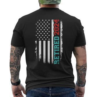 Retired 2024 Us American Flag For Retirement And Pensioner Men's T-shirt Back Print - Monsterry AU