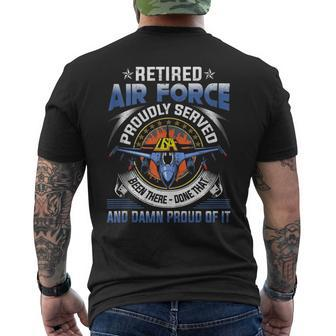 Retired Air Force Proudly Served Proud Of It Veteran's Men's T-shirt Back Print - Monsterry