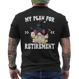 Retired Cat Dad Gnome Retirement Plan For Cat Grandpa Life Men's T-shirt Back Print - Monsterry CA