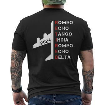Retired Pilot 2024 Phonetic Alphabet Retirement Men's T-shirt Back Print - Monsterry